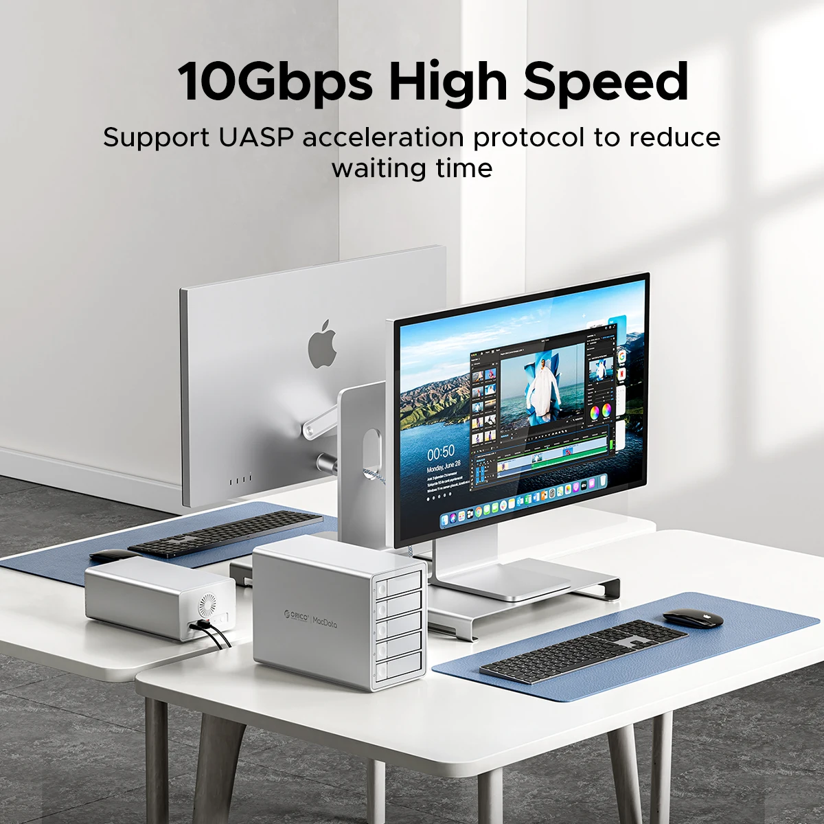 Orico 5/4 bay das 10gbps 2.5 "3.5" sata hdd docking station ssd gabinete disco rígido caso externo tipo c 150w potência corrente daisy