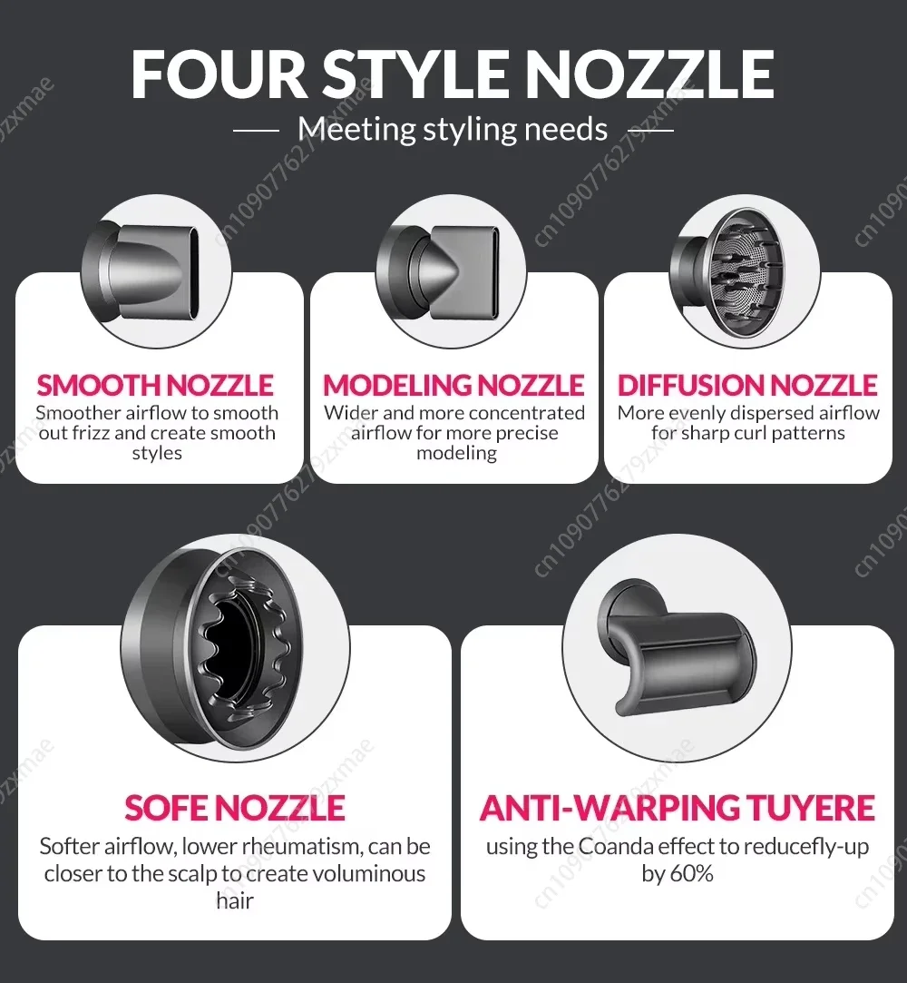 المهنية مجفف الشعر بلا أوراق الأيونات السالبة العناية بالشعر التجفيف السريع مجفف للنفخ قوي ثابت 200 مليون أدوات التصميم
