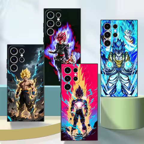 Black Soft Phone Cover Case for Samsung Galaxy S20 S21 FE S23 Ultra S24 Plus S25 Edge Dragon Ball Aura Vegeta