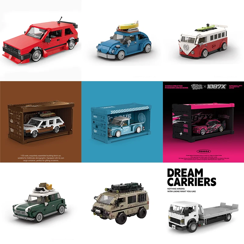 

POWERBLOCK PB8801-8849 Speed Car Building Blocks Racing Car Model Camper Technical Bricks Assembly Toys Kids Xmas Gifts