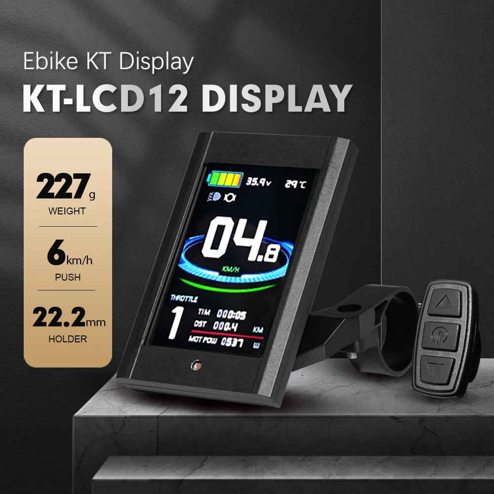

24V 36V 48V Electric Bicycle KT LCD12 Display Meter E-bike Control Panel with 5Pin SM Connector for Electric Bike Accessory