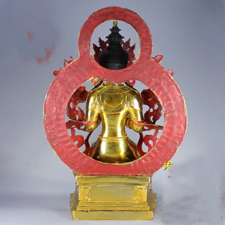 46CM huge large # GOOD buddha Buddhist HOME Temple Nepal Tibet Buddhism gold gilding Maitreya Future lucky buddha brass statue