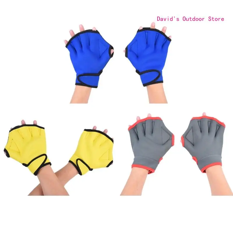 

1 Pair Nylon Swimming Gloves Webbed Swim Paddle Finger Frogs Type Water Resistance Gear Paddle Fins for Aquatic Training X3UA