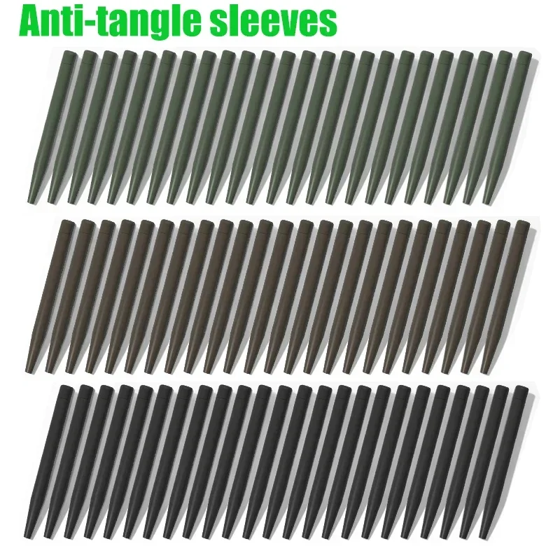 50 Stück/150 Stück Anti-Tangle-Schläuche für Angeln, Karpfenangeln Endverbindungshaken Gummirohre, Schwarz/Grün/Braun