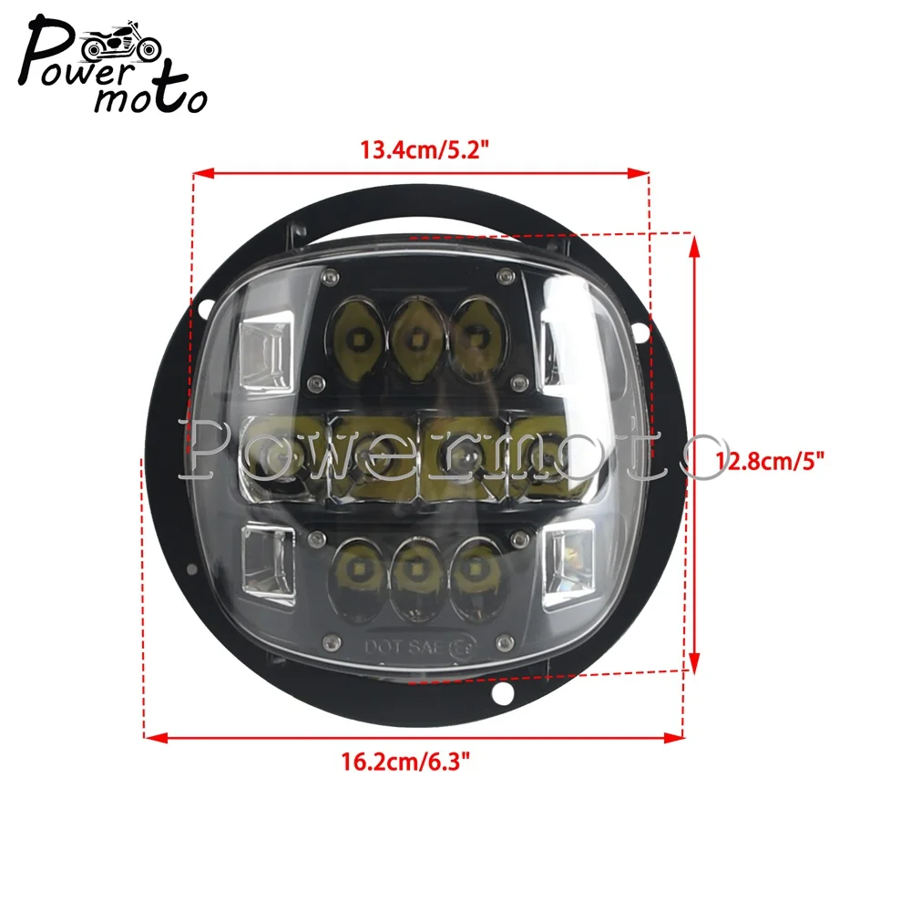 LED Headlight With Clear Plastic Lens Aluminum Shell Steel Frame 12PCS 10W LED Chips FHarley Street Bob Low Rider ST 2022-2026