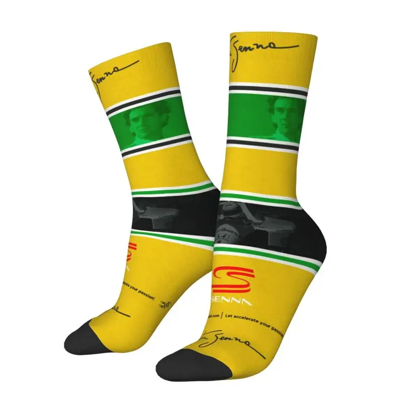 Calcetines divertidos personalizados de Ayrton Sennas para mujeres y hombres, calcetines deportivos de baloncesto con impresión 3D cálidos