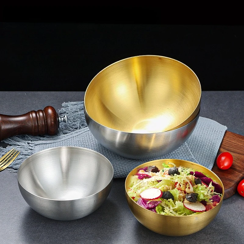 Tazón de Acero Inoxidable Estilo Coreano para Ensaladas, Fideos Fríos, Fideos Instantáneos, Espaguetis, Sopa Picante y Hot Pot