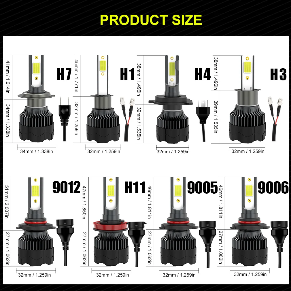 30000LM H7 LED Headlight H1 H4 Led Canbus H8 H11 9005 HB3 9006 HB4 9012 Hir2 Led Bulb Automobile Kit Turbo Fog Lamp 12V