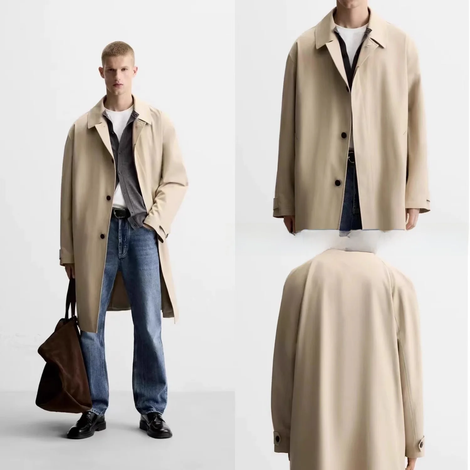 

Повседневная легкая мужская осенняя ветровка средней длины свободного кроя на одной пуговице, молодежная модная однотонная верхняя одежда