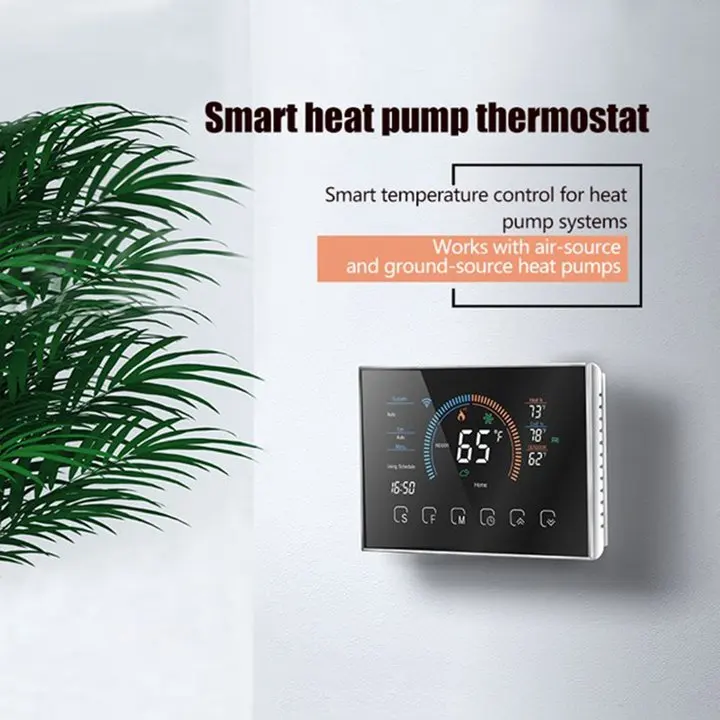 Smart Thermostat BHP-8000 4.3 Inch WiFi Programmable Digital Temperature Controller For Heat Pump Home Voice Control Wall Mount