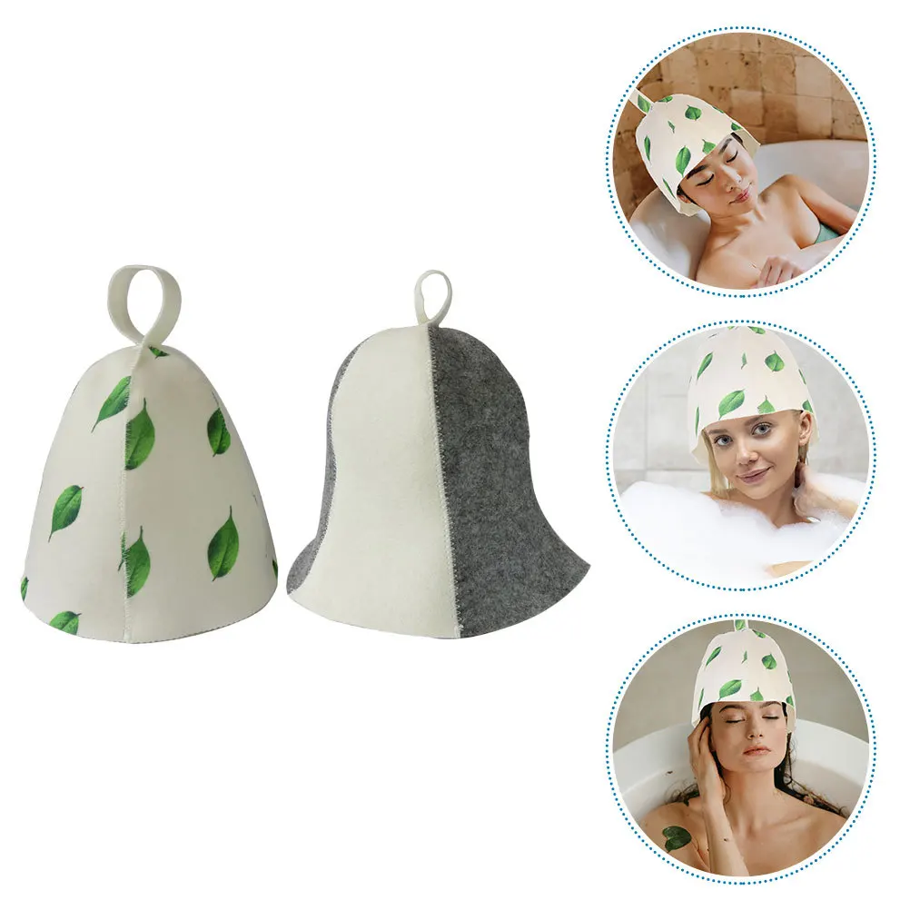 

2Pcs Sauna Hats Felt Thick Absorbent Bath Hats Protective Hair Drying Comfortable Sauna Accessories Bathing Hat