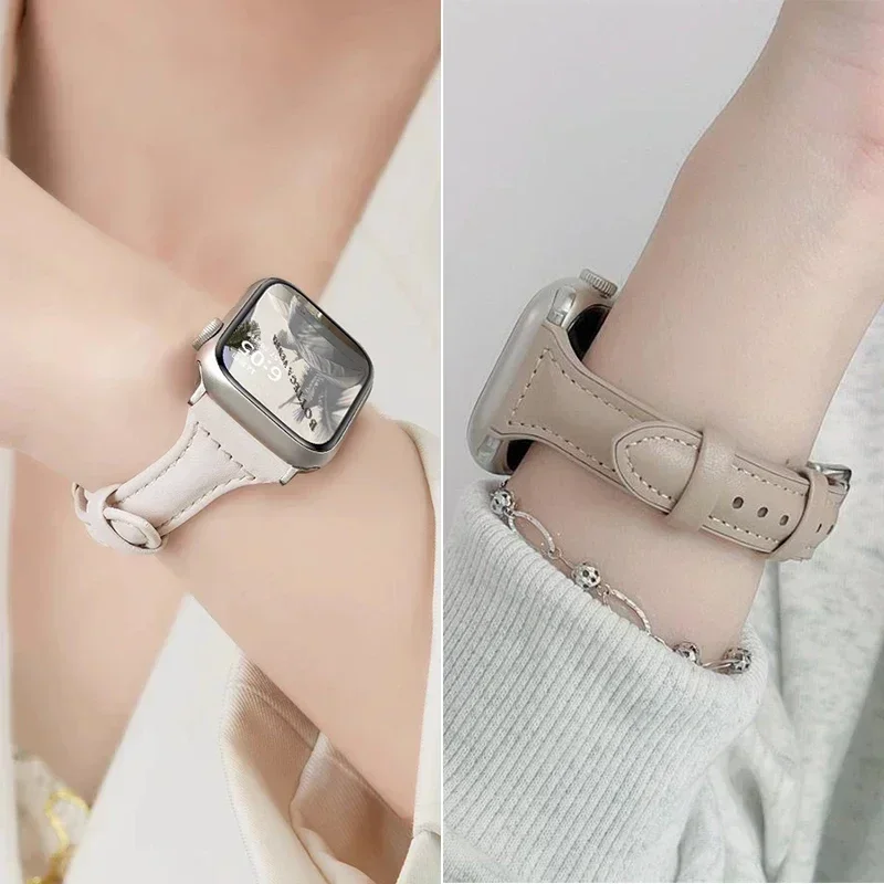 حزام جلدي نحيف لساعة أبل باند 40/44 ملم 41 ملم 45 ملم 46 ملم 42 ملم سوار iWatch Series 11 9 8 7 SE 3 6 5 4 10 Ultra3/2 49 ملم #5