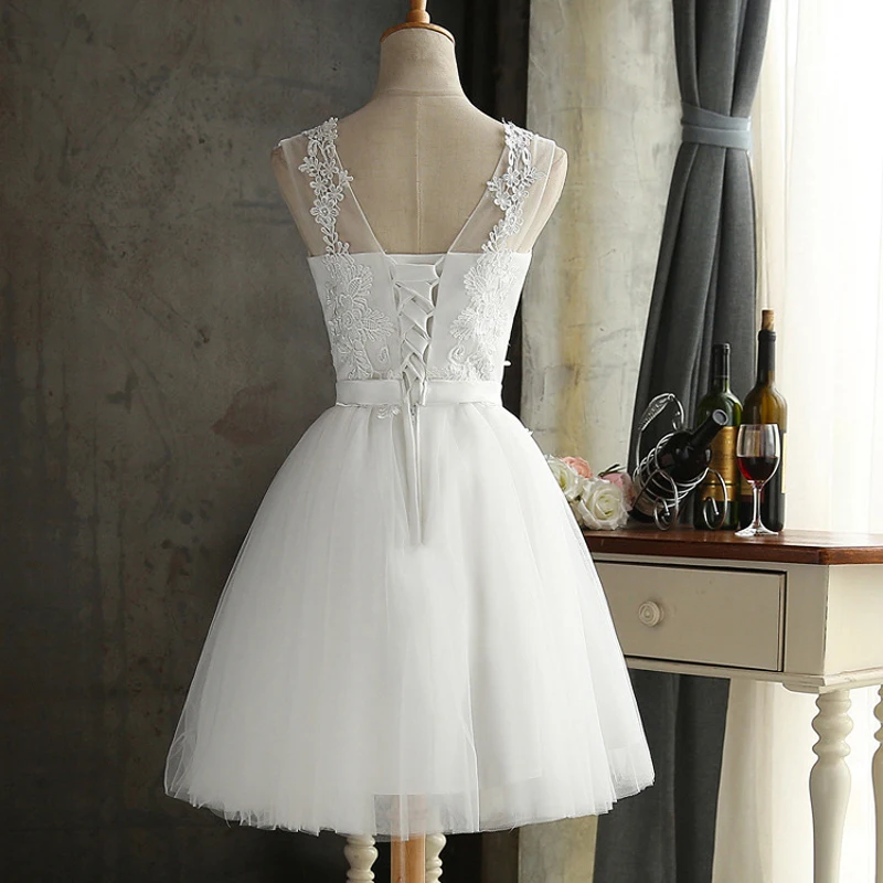 Elegant White Embroidery Lace Chiffon Bridesmaid Dresses 2023 Women Summer Sexy Prom Birthday Graduation Evening Party Dress