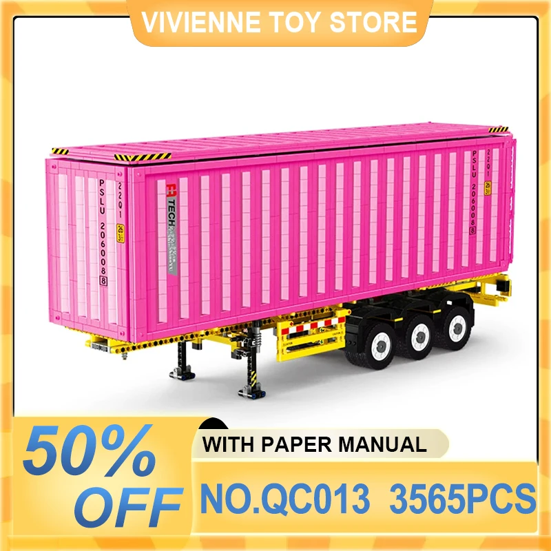 IN STOCK YC-QC013 MOC Technical Car Pink Truck Container Building Blocks Bricks Puzzle Assembly Toy Christmas Gift For Boys Kids