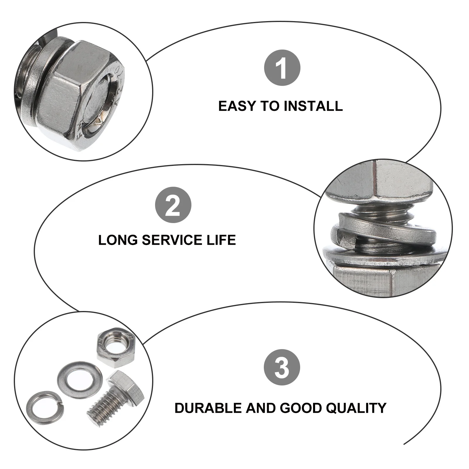 40 مجموعات الفولاذ المقاوم للصدأ الترباس الجوز كيت شقة رئيس مسامير الخشب العمل الالكترونيات الربط مقاومة للتآكل M6 #1