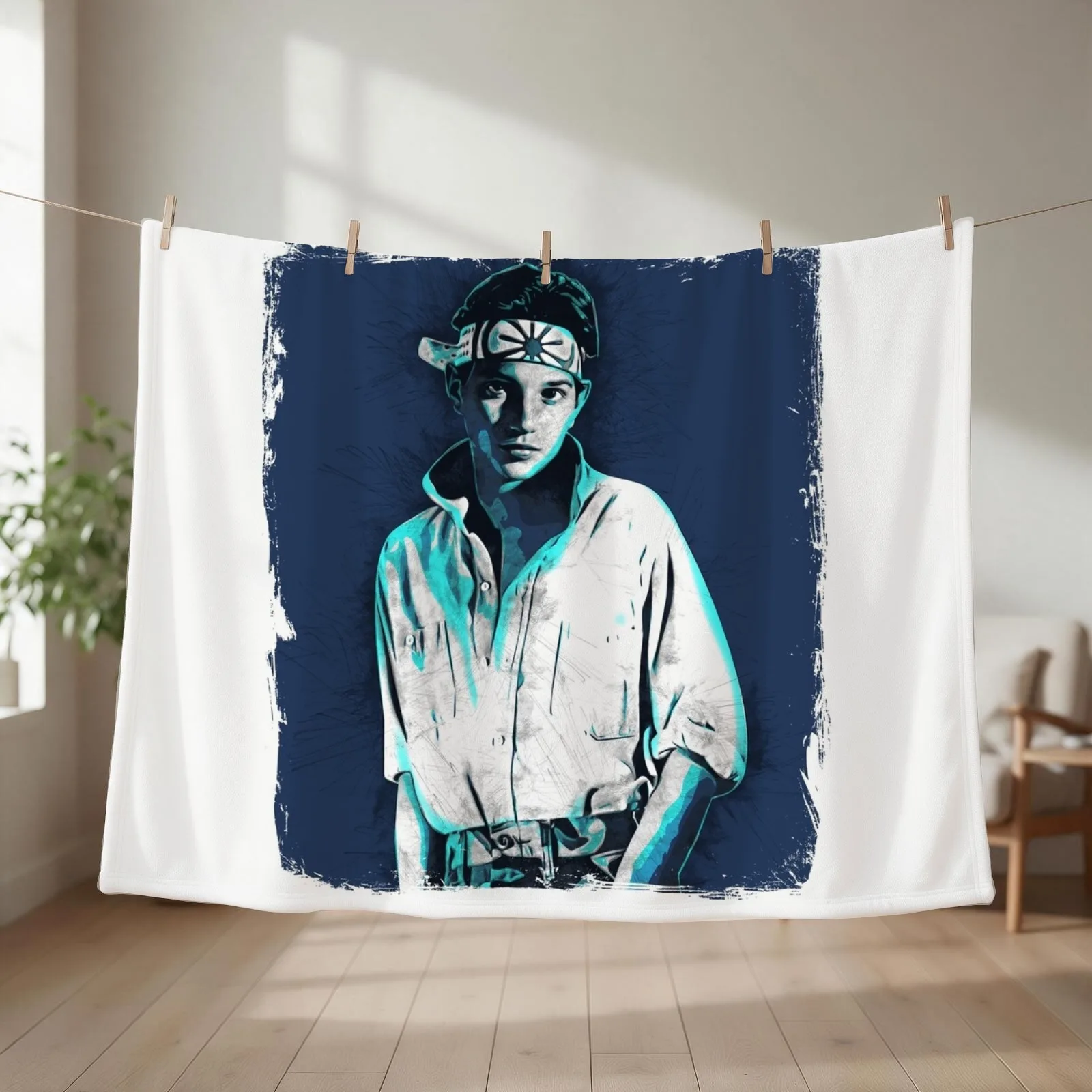 Ralph Macchio - Karate Kid Throw Blanket couch cozy soft plush fuzzy picnic outdoor blanket