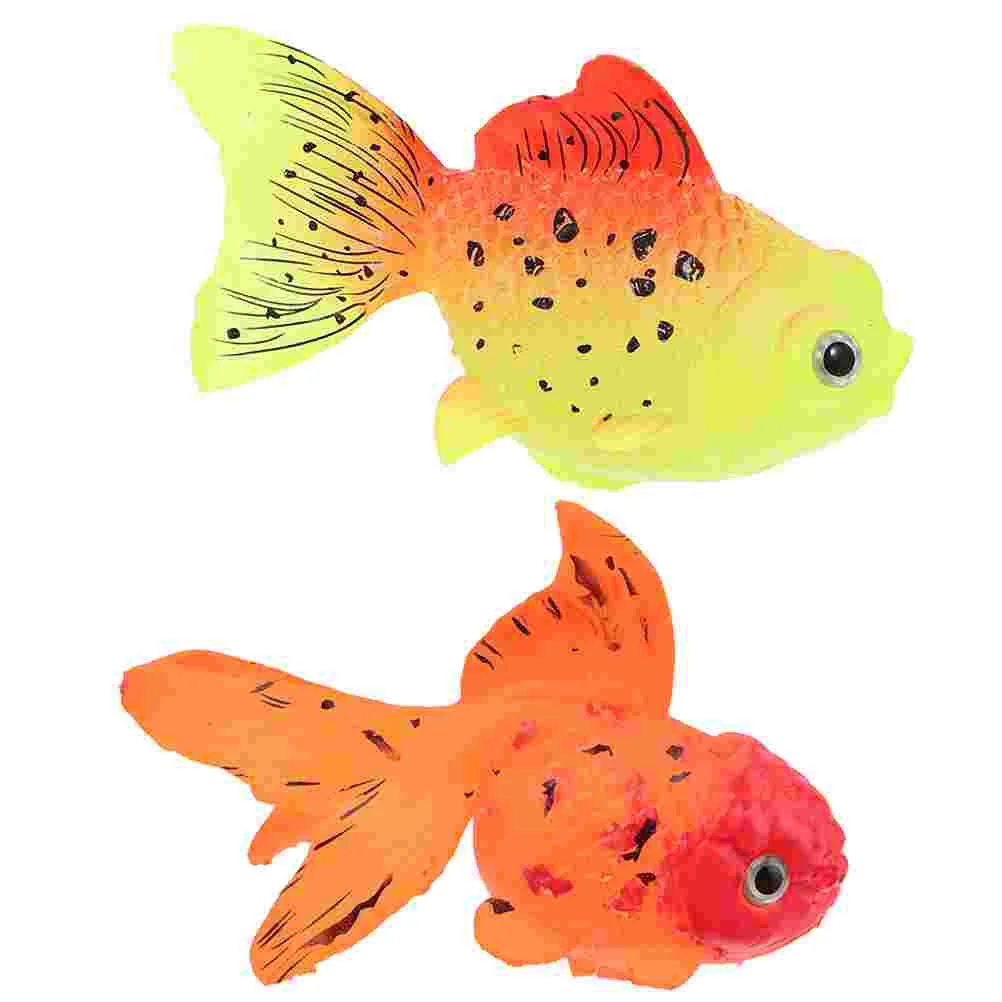 

2 Pcs Koi Fish Figurine Artificial Goldfish Tank Decorations Adorable Figure Ocean