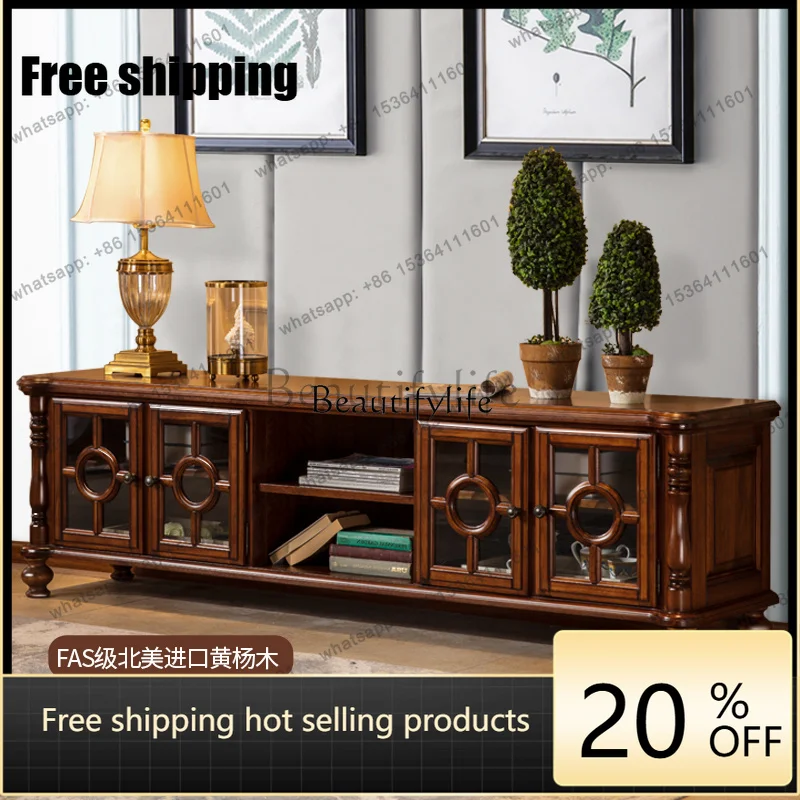 Factory Direct All solid wood American TV cabinet coffee table set combination simple living room