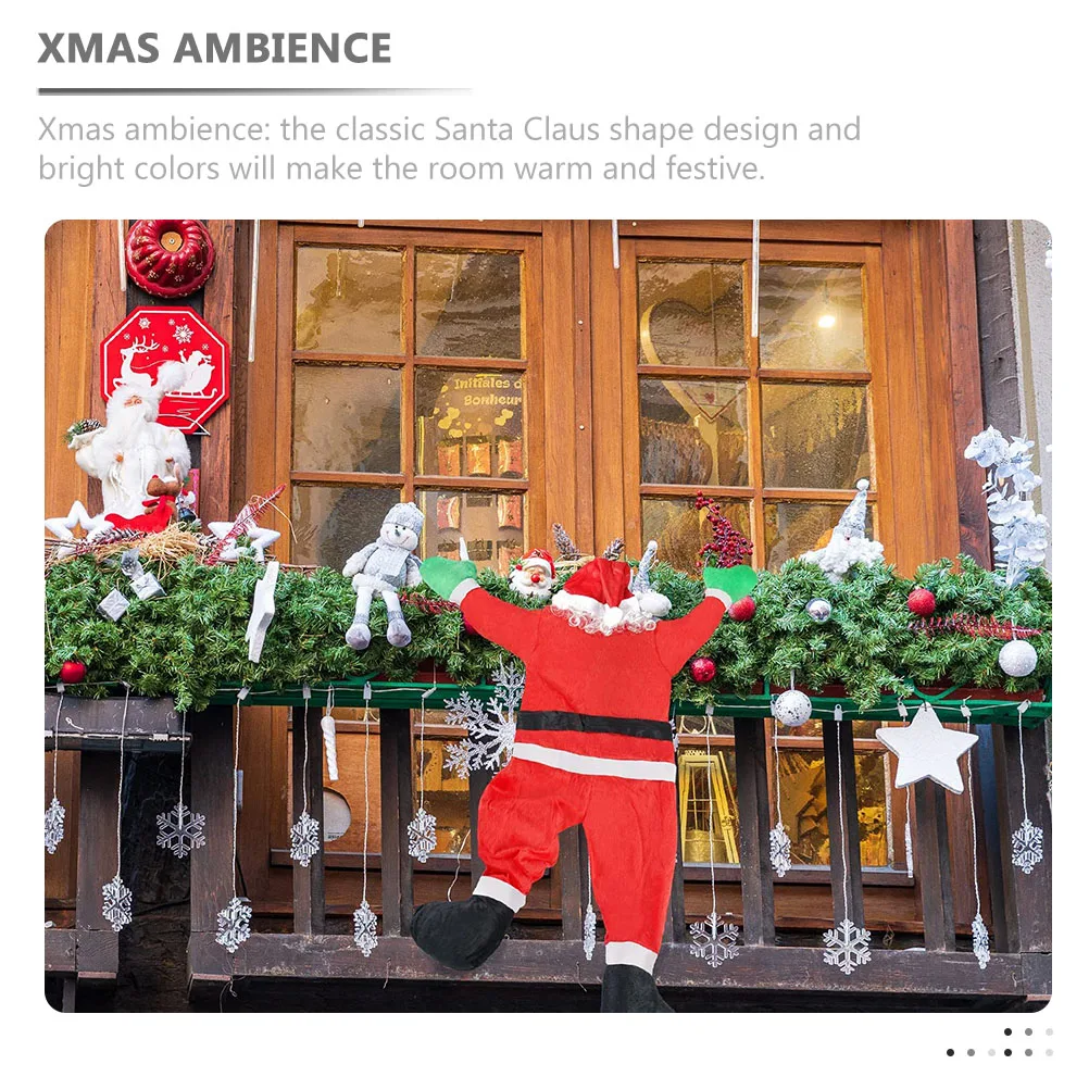 

Santa Claus Hanging Ornament Large Climbing Design Easy Paste Indoor Outdoor Christmas Hanging Santa Decoration Roof Chimney