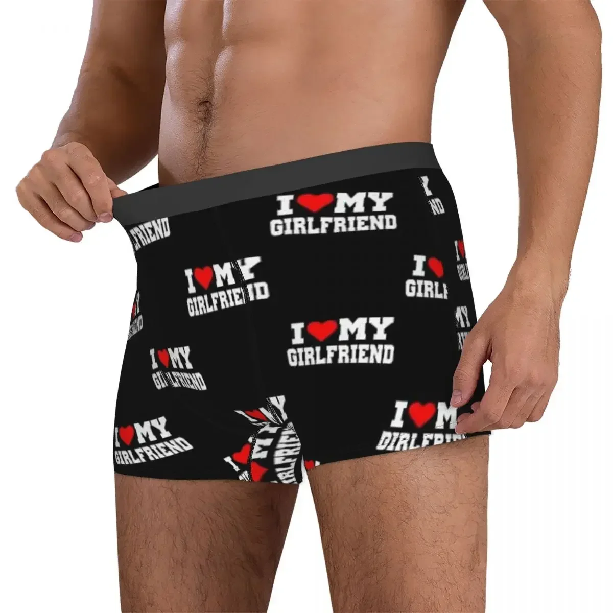 Boxer Underpants Shorts I Love My Girlfriend Panties Men\'s Soft Underwear For Homme Man Boyfriend Gifts