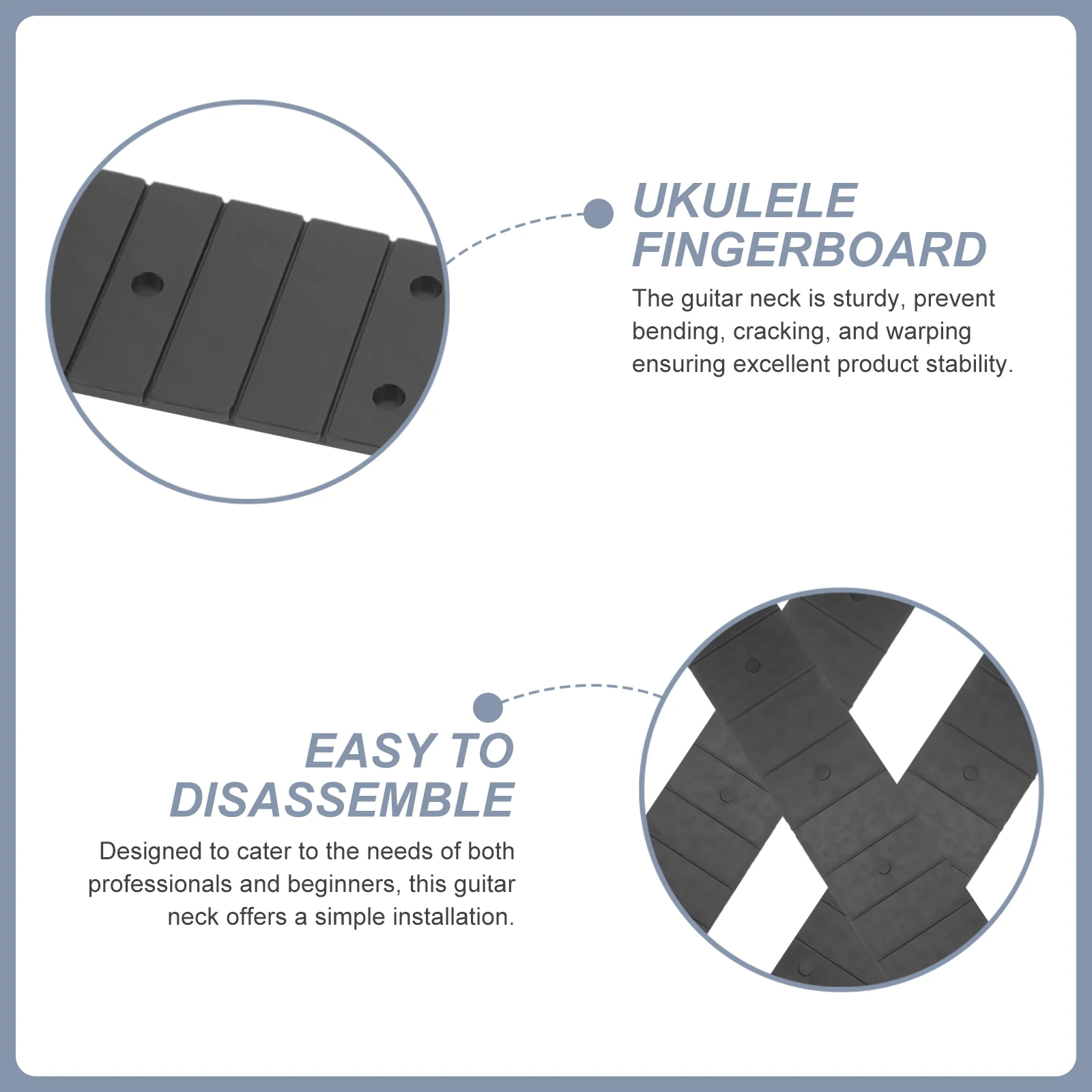 

3pcs Ukulele Fingerboard Headless Neck Replacement Folk Guitar Fingerboard Abs Durable Warping Resistant For Acoustic Guitar