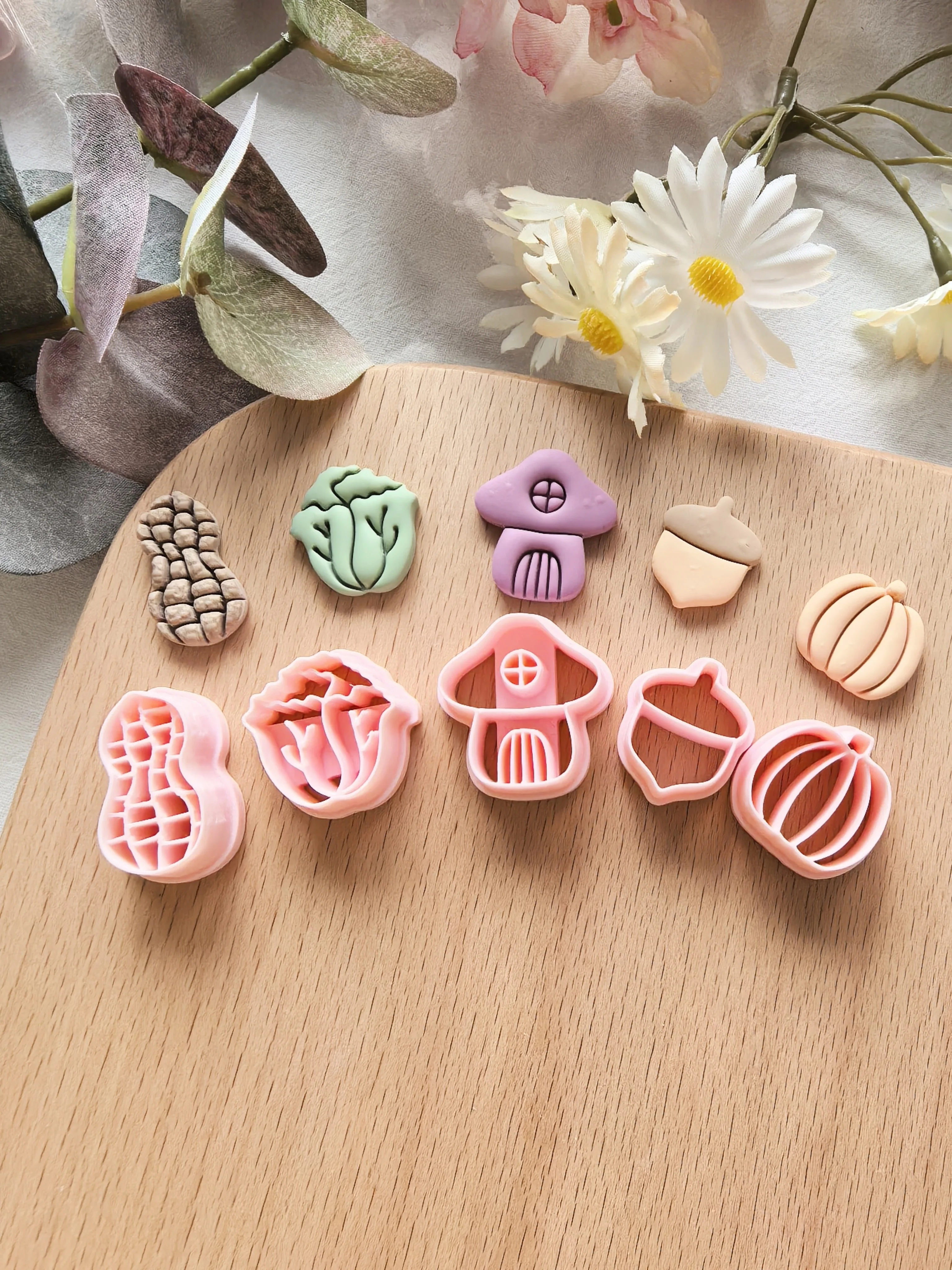 

Crops Series Polymer Clay Cutter Peanuts/Pumpkins/Hazelnuts/Cabbage/Mushrooms Clay Cutting Molds DIY Earrings Jewelry Making