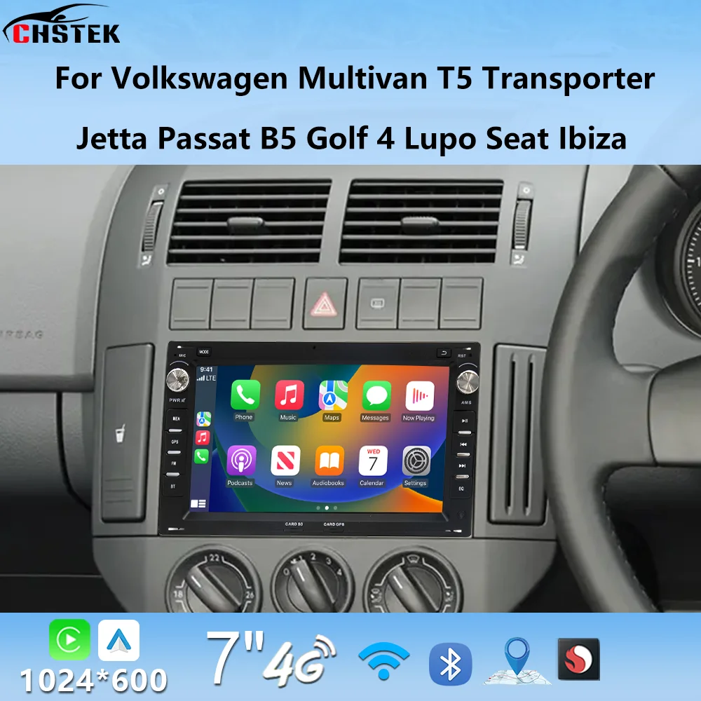 CHSTEK Android 13 For VW Bora Passat B5 Sharan Seat Cordoba 6L Leon 1M 7-calowe 2 Din GPS Nawigacja FM Audio Stereo Head Unit