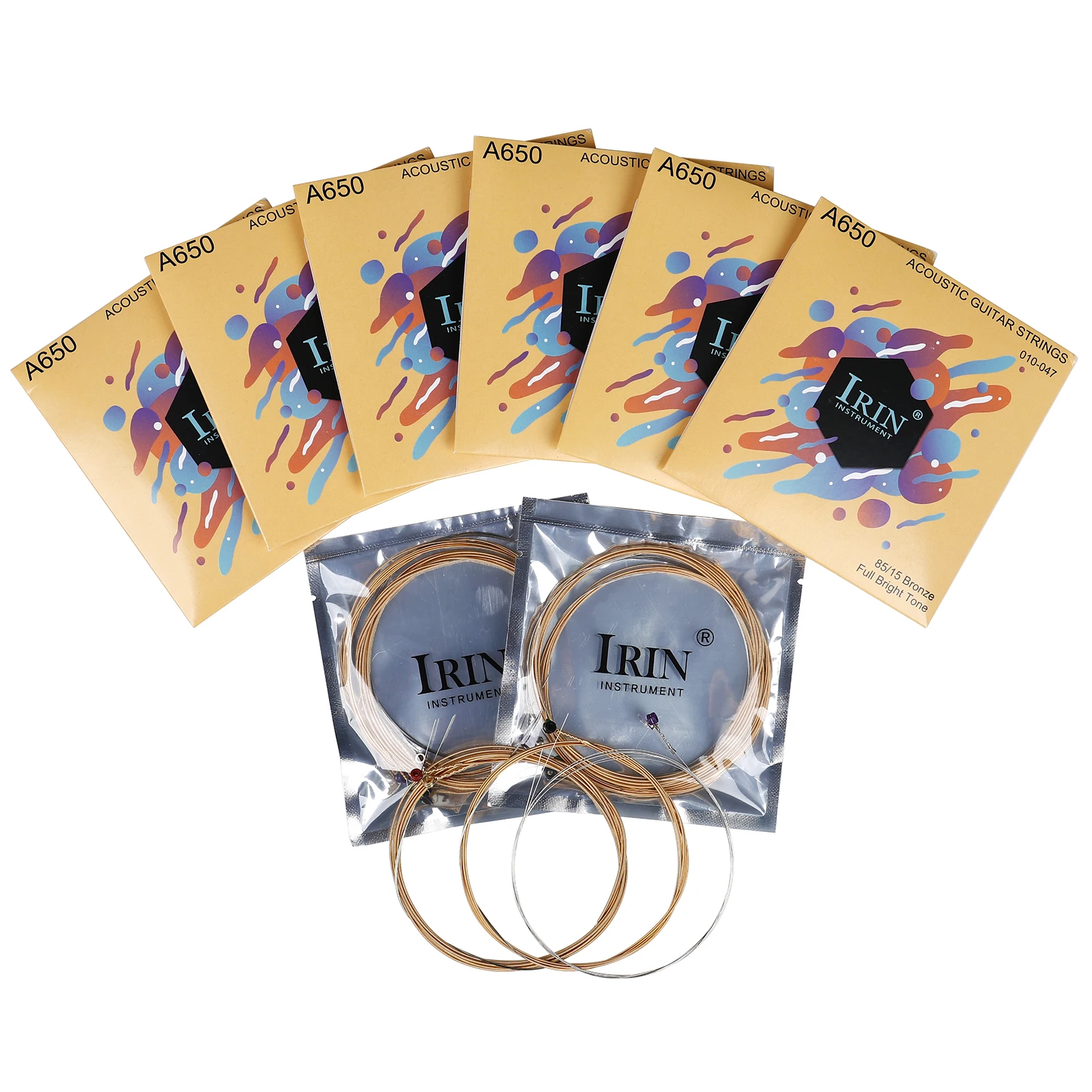 IRIN 10 Sets Acoustic Guitar Strings Phosphor Bronze & Stainless Steel Guitar Strings Anti-Rust Nickel Ball Ends for Folk Guitar