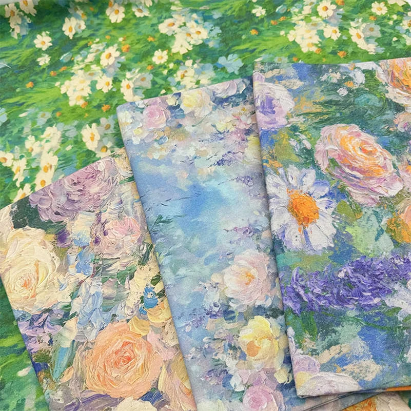 

Хлопковая и льняная обивочная ткань, американская картина маслом, великолепная ткань с цветочным принтом на полуметро