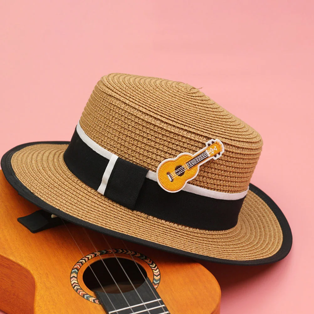 4 Pcs Guitar Brooch Cartoon Embroidery Ukulele Design Lapel Pin Patch Clothing Bag Ornament