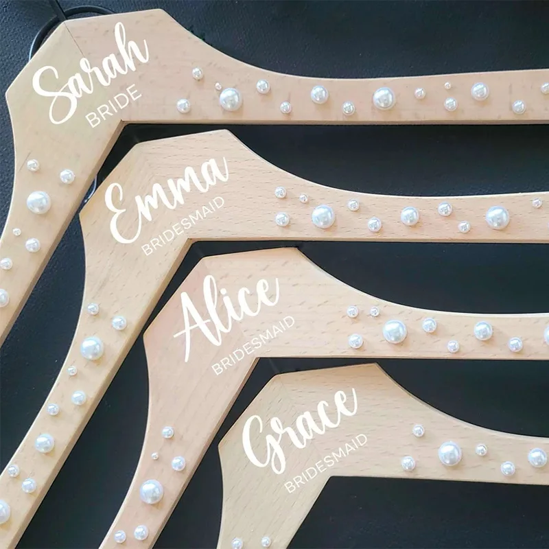 Personalized Name Wooden Dress Hanger Wedding engagement bachelorette hen party bridal shower decoration Bride Bridesmaid gift
