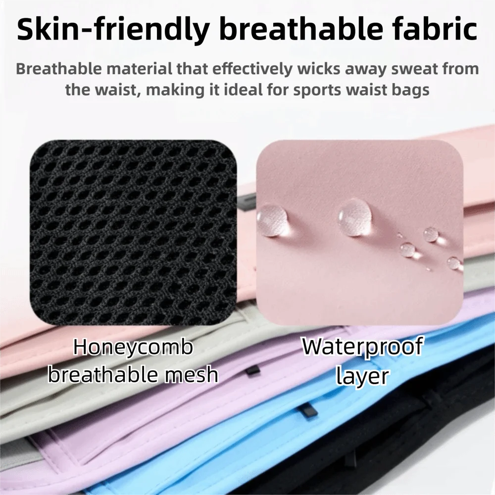 Sabuk Lari Tipis untuk Pria Wanita Tahan Air, Tas Pinggang Olahraga yang Dapat Disesuaikan, Kantong Ponsel Ringan, Tas Pinggang Pelari untuk Bersepeda dan Gym