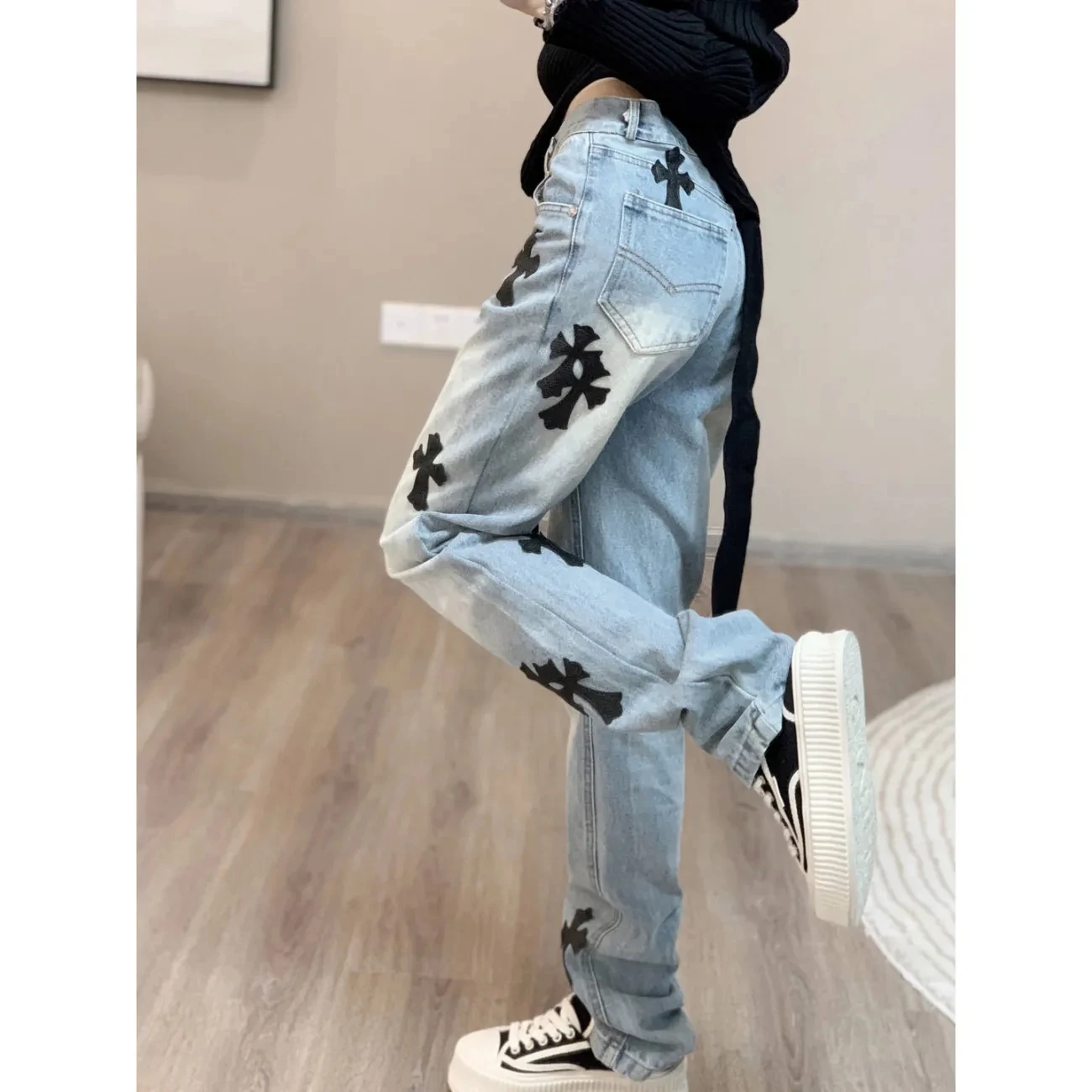 Women Y2k Cross Sweatpants Femme Harajuku Baggy Jeans Female Casual Gothic Summer Jeans Pantalones Mujer Ulzzang Pants Femme