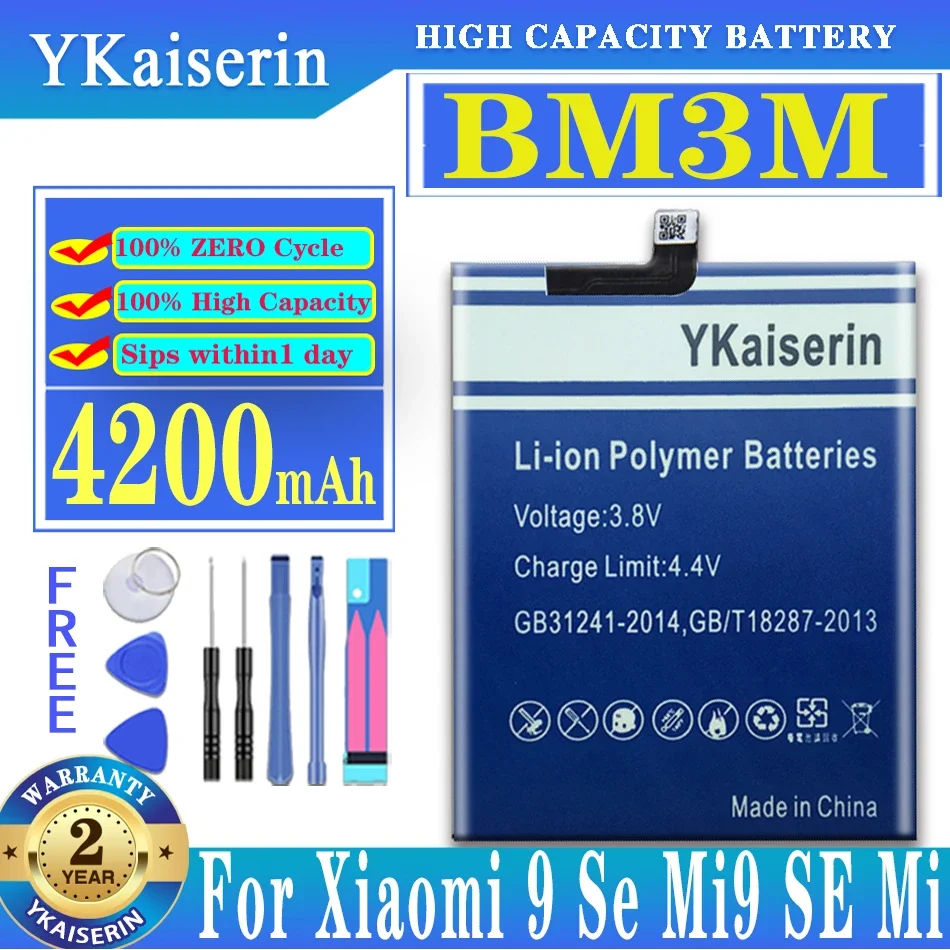 

For Xiaomi Original YKaiserin BM3M 4200mAh Battery for Xiaomi 9 Se Mi9 SE Mi 9SE BM3M Replacement Phone Batteries+Tools Track NO