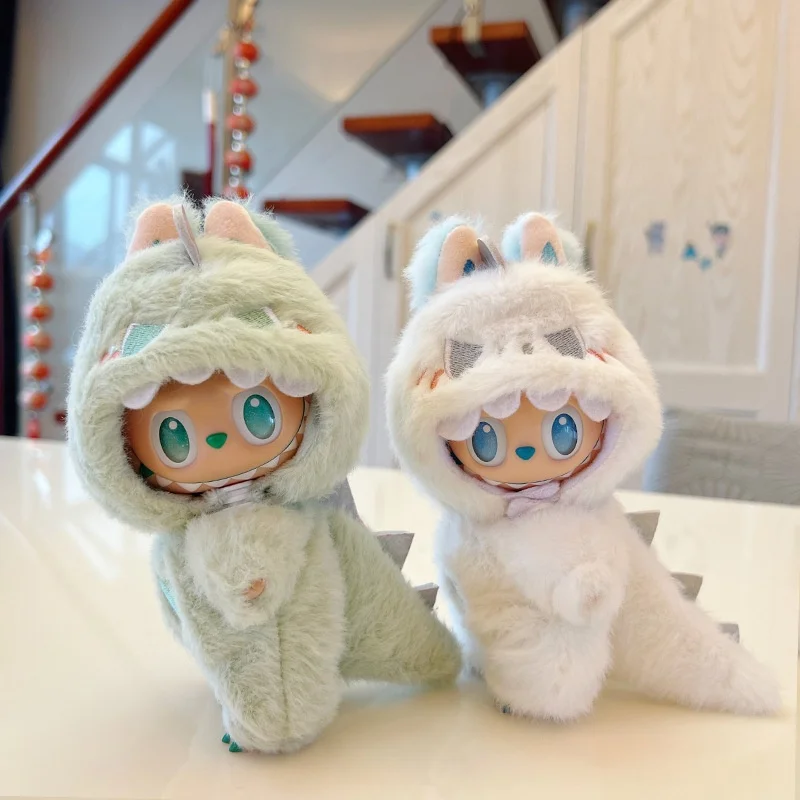 【Kleding】Schattige poppenkleertjes geschikt voor 10 cm LABUBU eerste tot derde generatie dinosaurusset poppenkleertjes en verkleedaccessoires