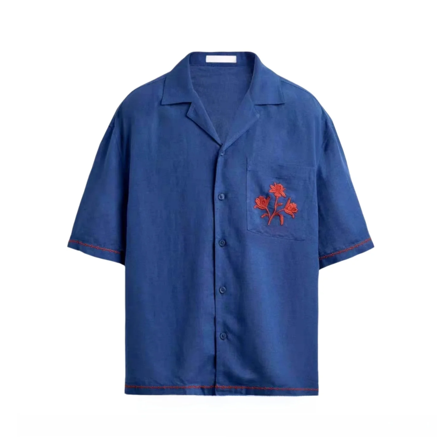 Loose Fit Short Sleeve Men's Shirt Linen Blend Embroidered Casual Style Comfortable Breathable Cotton Blend Autumn New Arrival