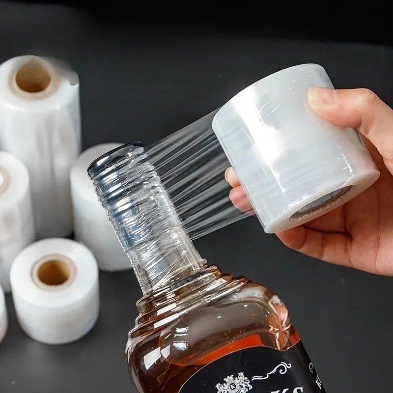 Film Estirable Mini, Plástico Transparente para Envolver Botellas de Vino, Envoltura de Palés y Uso Doméstico