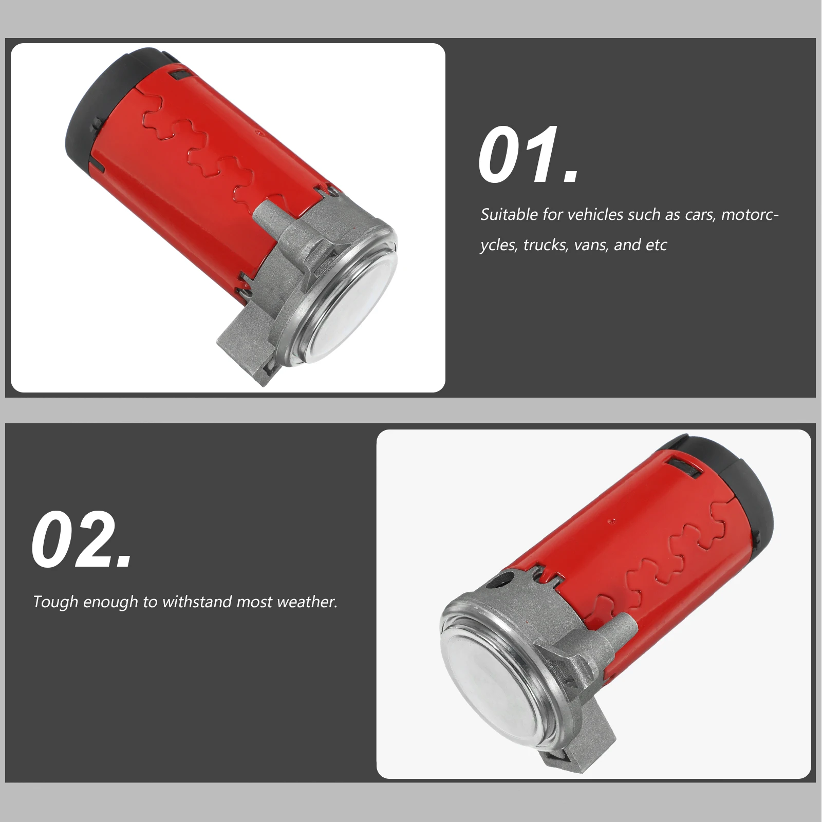 

12V Air Compressor Pump For Horn Metal Weather Resistant Replacement For Car Motorcycle Truck Van Red Tire Accessories