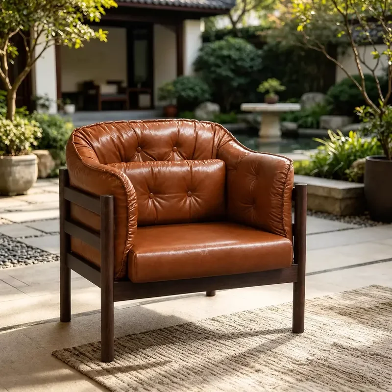 Medieval style tea table master chair Victoria solid wood single sofa chair household leisure chair balcony living room