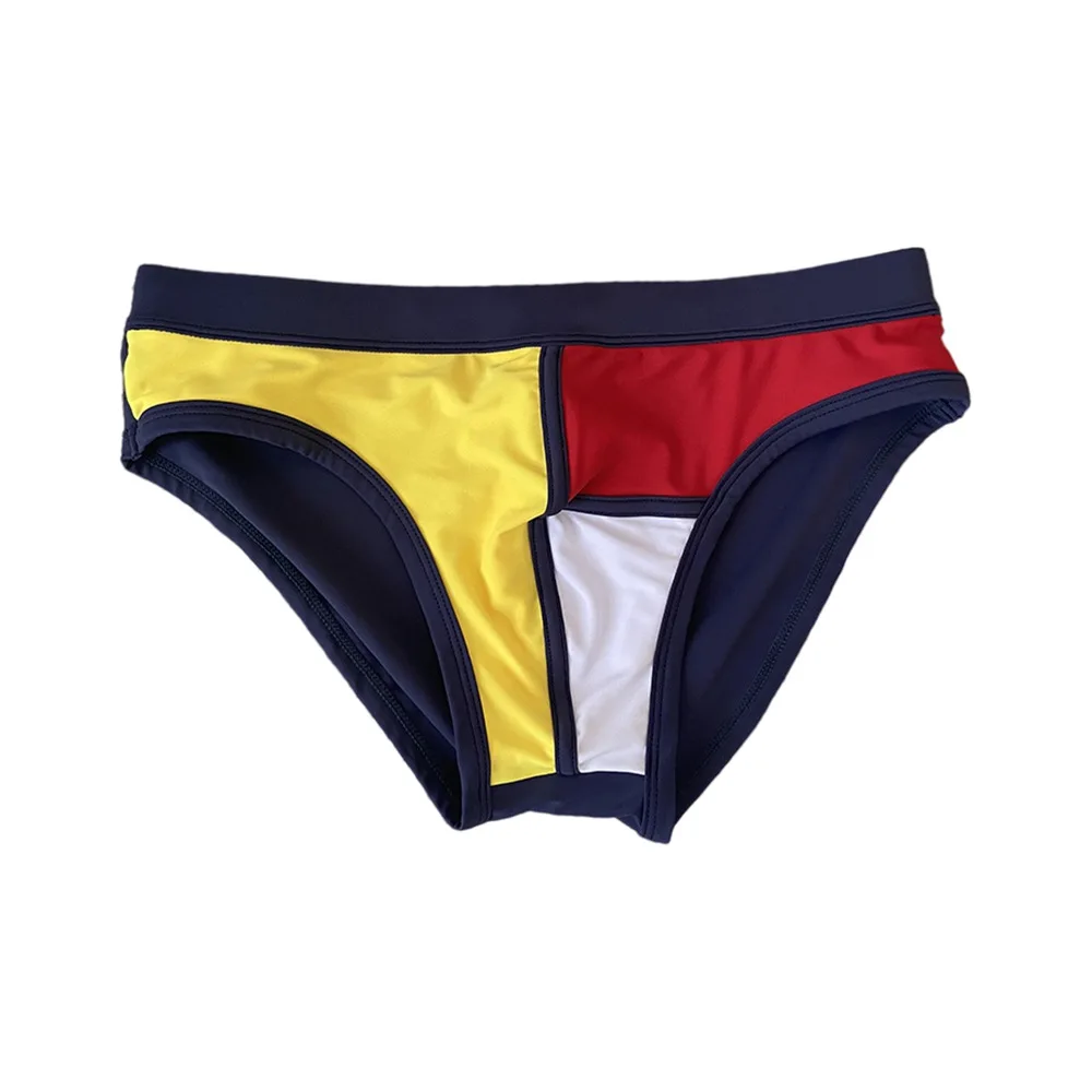 

2025trendy men with cup briefs color matching low waist European and American swimwear seaside hot spring swimsuit summer10012zb