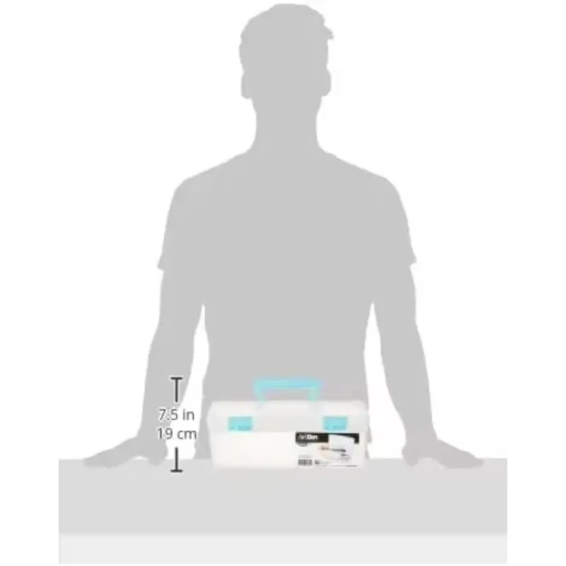 

6937AG Коробка для подносов Essentials, портативный органайзер для художественных и поделок с ручкой и подносом, прозрачный/аулевой