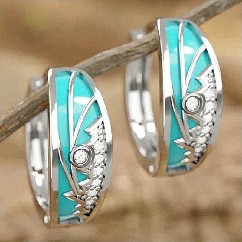 Modische Funkelnde Synthetische Zirkonia-Ohrringe für Damen im Boho-Stil Silberbeschichteter Festivalschmuck Accessoires