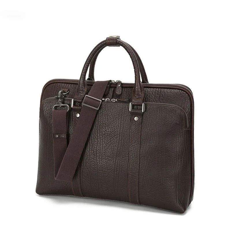 Full Grain Leather Office Briefcase Men's Business Bags Large  Messenger Laptop Bag