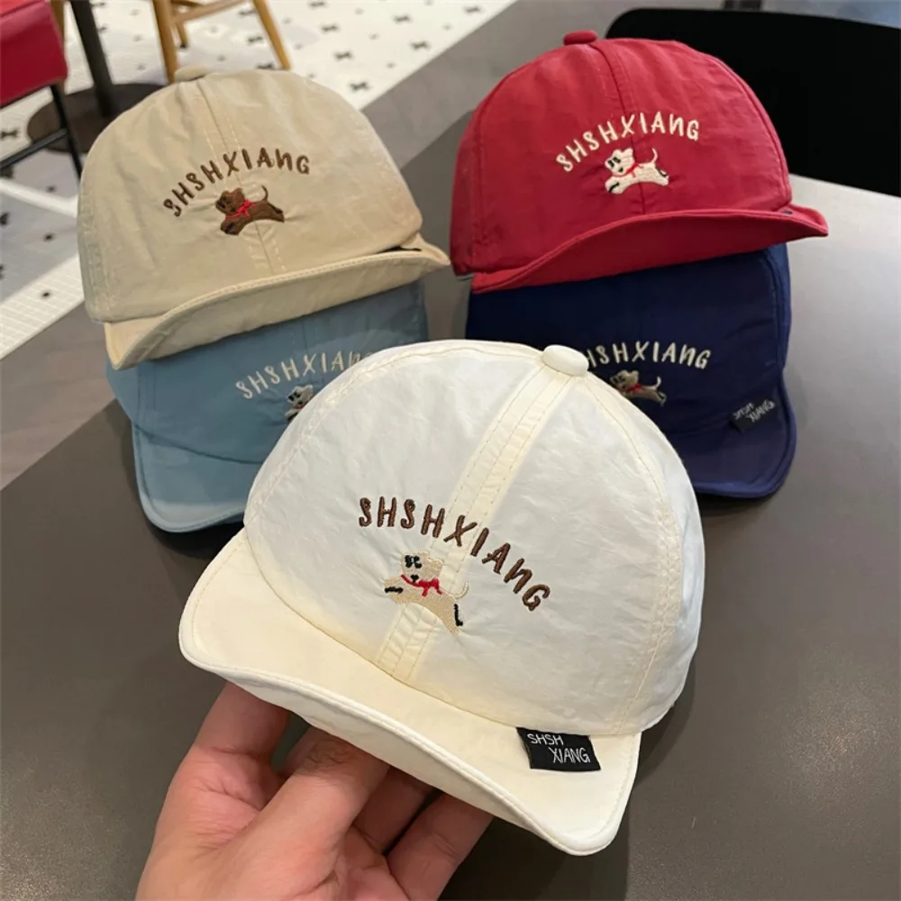 

Solid Color Korean Style Puppy Baseball Cap Letter Embroidery Shading Hat Summer Kid Sunhat Quick-dry Anti-UV Children's Hat Boy