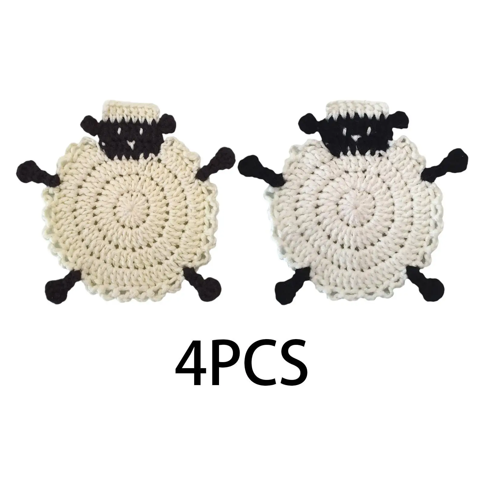 Sheep Shaped Coasters Hand Crocheted Breathable Table Cup Mats Trendy Tea Cup Coasters for Apartment Gift Cafe Home Dining Room