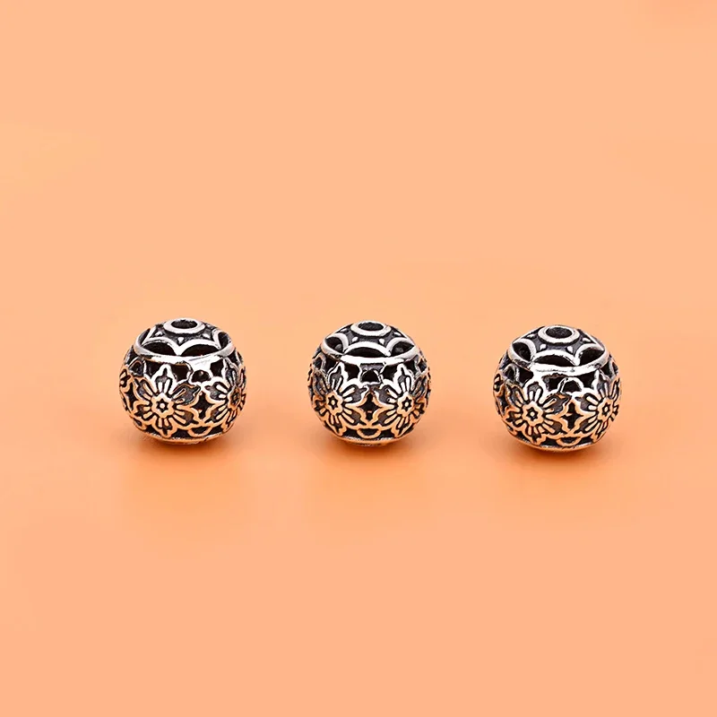 925 sterling silver vintage hollow beads handmade DIY material bracelet necklace accessories