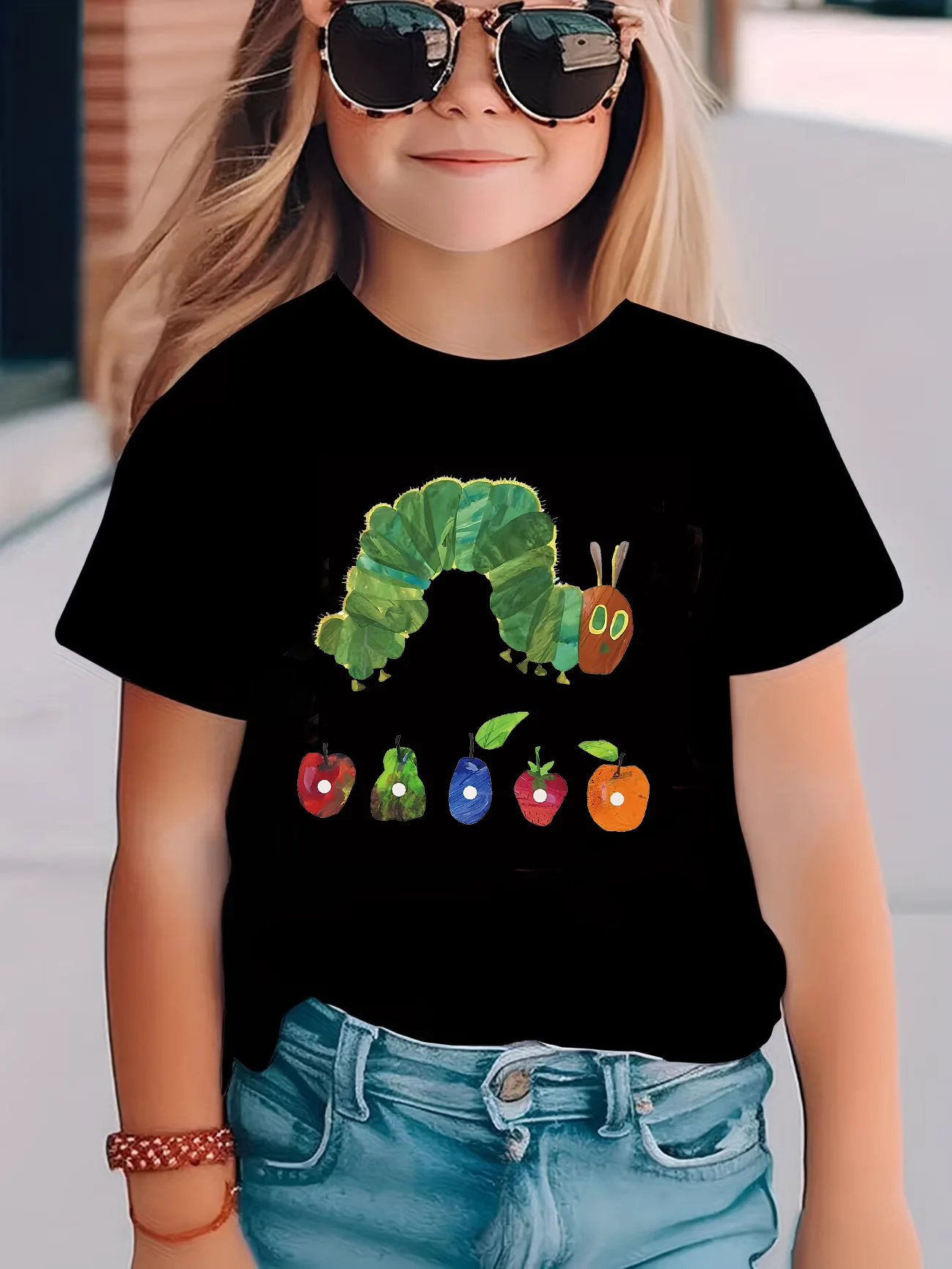 Art Animal with Fruits Design T-Shirt Printed T Shirt Girls Summer Clothes Short Sleeve Tops T-Shirts Cute Boys Clothing