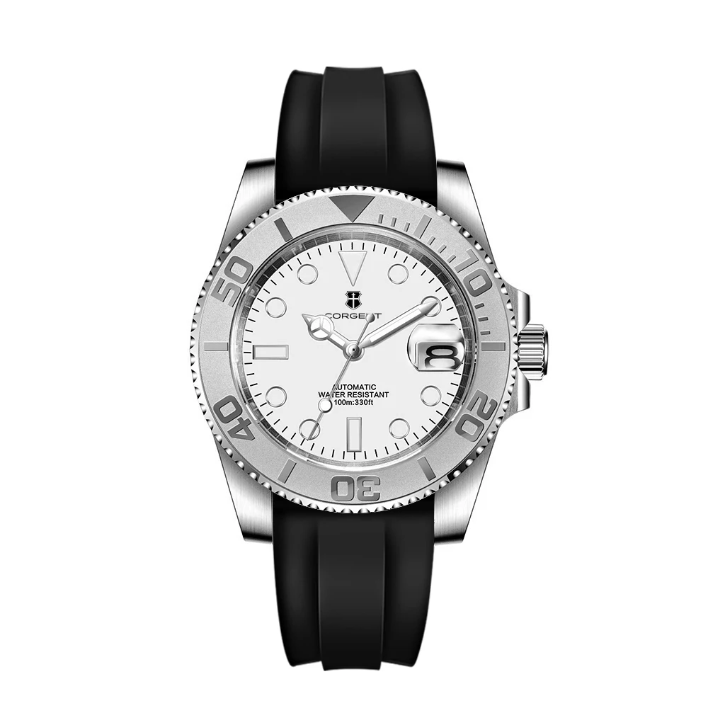 CUSTOM Logo 40mm NH35 Movement Luxury Automatic Mechanical Sport Rubber Strap Watches for Man Waterproof Sapphire Glass Watches