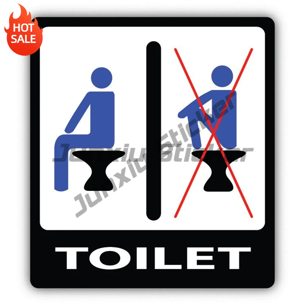 Do Not Sit On The Toilet Warning Educative PVC Sticker Self Adhesive Decal For Car Window And Toolbox Exterior Decoration
