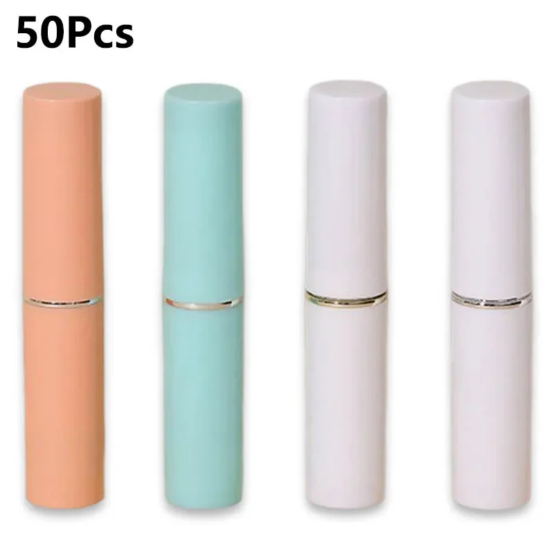 50Pcs 3g Portable Lip Balm Tube Silver Coated Empty Travel Lipstick Bottle Refillable Women’s High Quality Lip Gloss Container